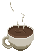 Pixel art gif of a hot cup of coffee swishing around.