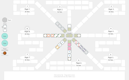 PlayingCards.io game of Mexican Train Dominoes